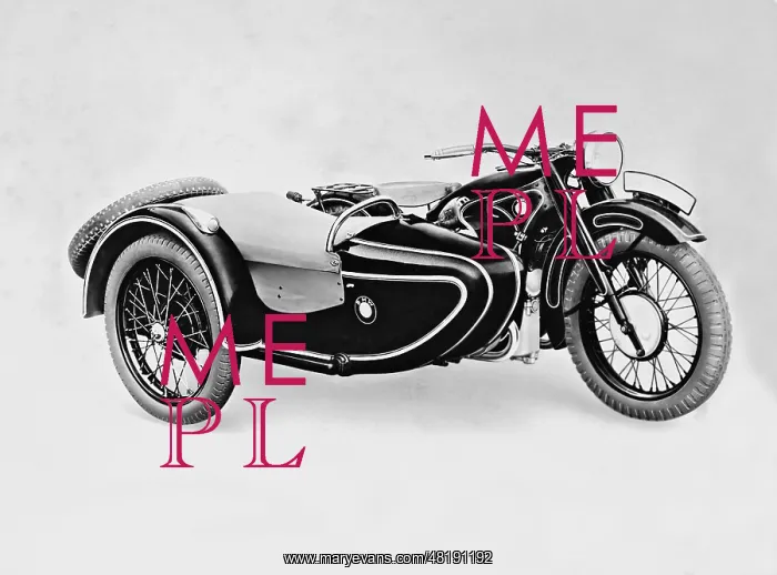 : BMW motorcycle with sidecar, 1935 : BMW motorcycle with sidecar, 1935