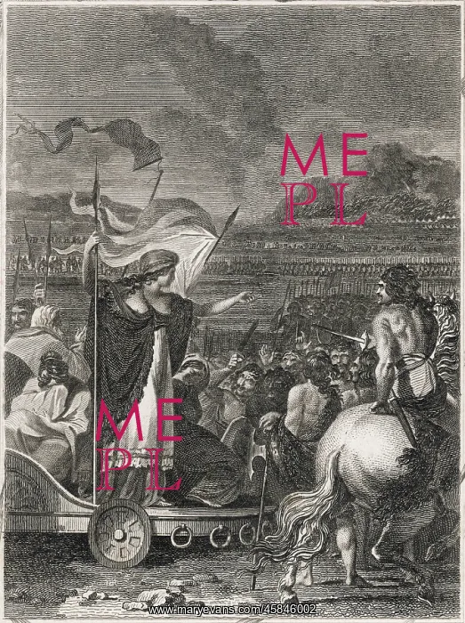 : BOADICEA (aka Boudicca) Queen of the Iceni, harangues her troops before : BOADICEA (aka Boudicca) Queen of the Iceni, harangues her troops before