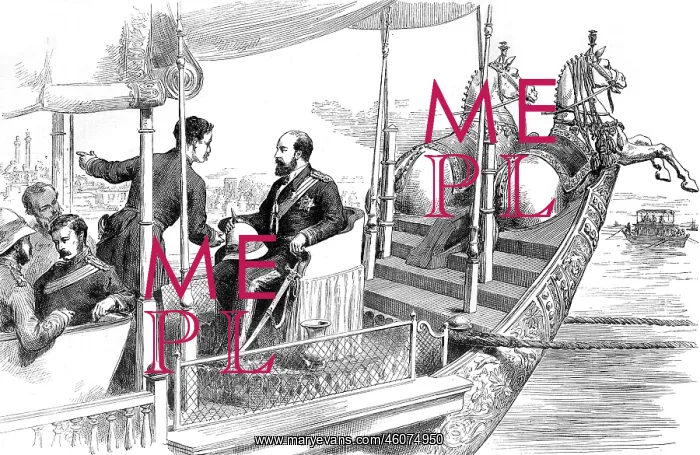 : On board state barge of the Maharajah at Benares : On board state barge of the Maharajah at Benares