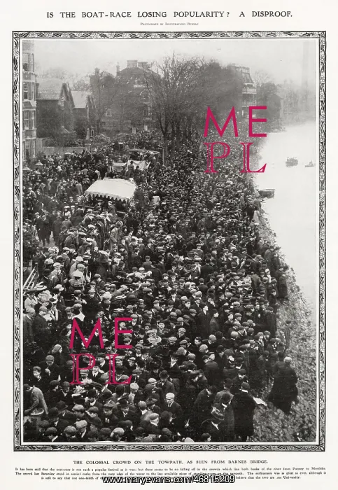 : The Boat Race - Enormous crowd on the towpath : The Boat Race - Enormous crowd on the towpath