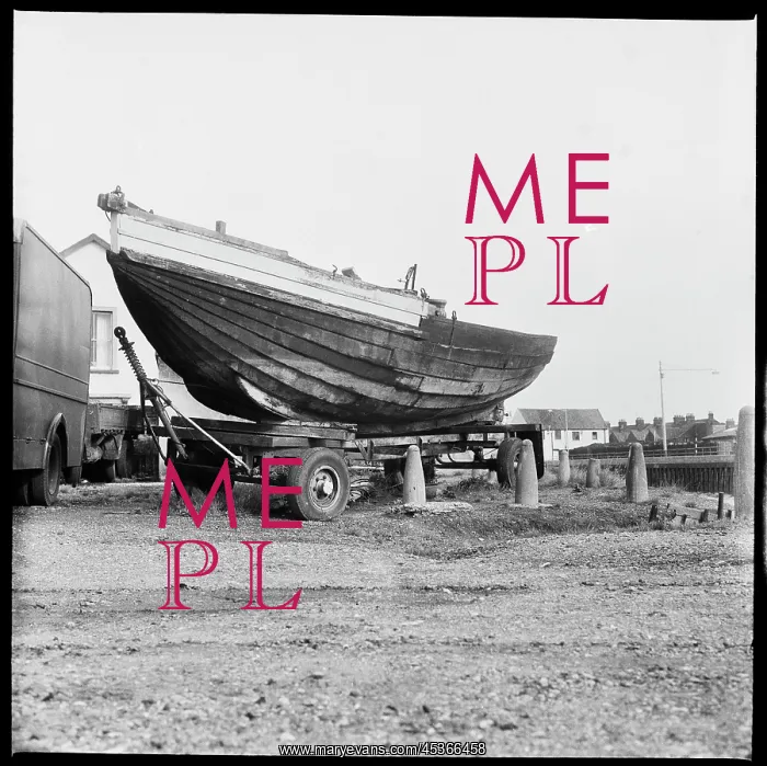 : A boat on a trailer on the west bank of the River Bure : A boat on a trailer on the west bank of the River Bure