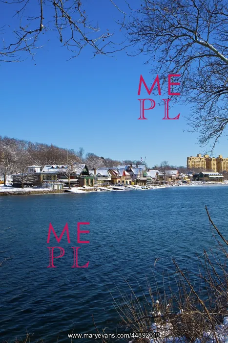 : BOATHOUSE ROW IN WINTER SNOW BRIGHT BLUE CLOUDLESS : BOATHOUSE ROW IN WINTER SNOW BRIGHT BLUE CLOUDLESS