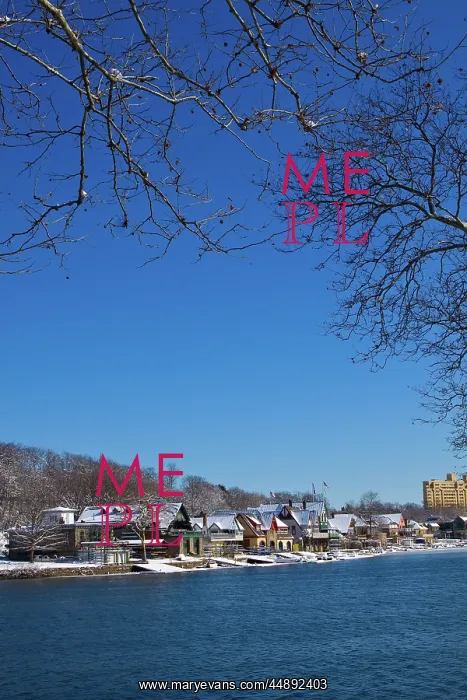 : BOATHOUSE ROW IN WINTER SNOW BRIGHT BLUE CLOUDLESS : BOATHOUSE ROW IN WINTER SNOW BRIGHT BLUE CLOUDLESS