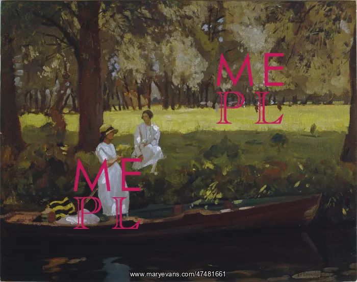 : Boating ' two women dressed in white : Boating ' two women dressed in white