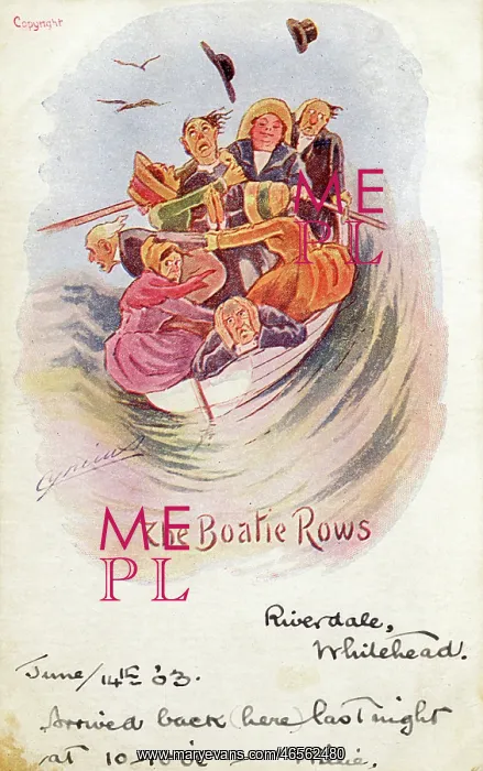 : Boatman rowing concerned passengers : Boatman rowing concerned passengers