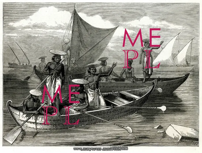 : Boatmen on the Malabar Coast, India 1877 : Boatmen on the Malabar Coast, India 1877