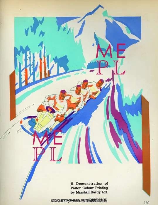  : Bob Sleigh scene in Art Deco style