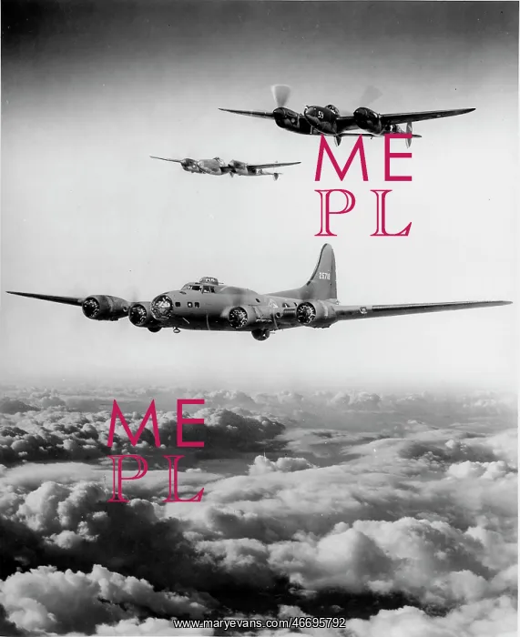 : Boeing B-17F Fortress with Lockheed P-38 escorts : Boeing B-17F Fortress with Lockheed P-38 escorts