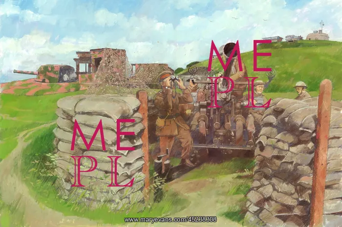 : Bofors gun, Pendennis Castle c.1943 : Bofors gun, Pendennis Castle c.1943