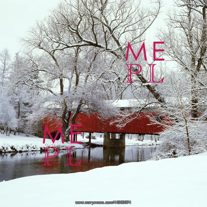 : Bogart's bridge red covered bridge with snowy : Bogart's bridge red covered bridge with snowy
