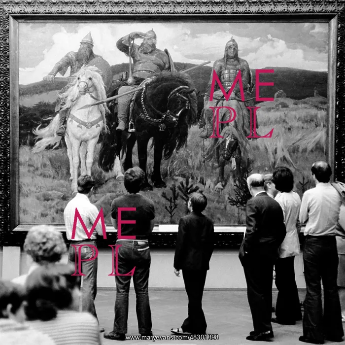 : Bogatyrs by Viktor Vasnetsov at Tretyakov Gallery, 1975 : Bogatyrs by Viktor Vasnetsov at Tretyakov Gallery, 1975