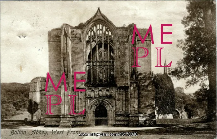 : Bolton Abbey - West Front, Skipton, Yorkshire : Bolton Abbey - West Front, Skipton, Yorkshire