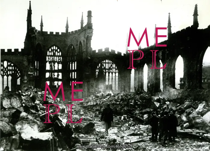: Bomb damage, Coventry Cathedral, WW2 : Bomb damage, Coventry Cathedral, WW2