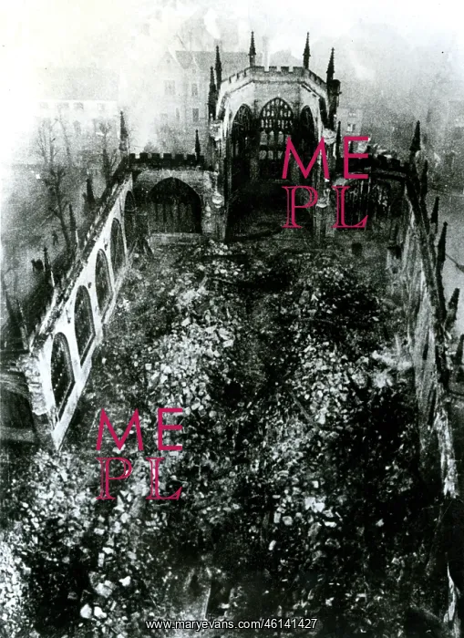 : Bomb damage, Coventry Cathedral, WW2 : Bomb damage, Coventry Cathedral, WW2