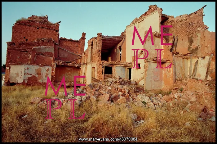 : Bomb damaged hoses, Belchite, Spain : Bomb damaged hoses, Belchite, Spain