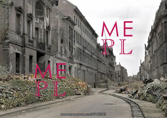: Bomb damaged street during WW2 : Bomb damaged street during WW2