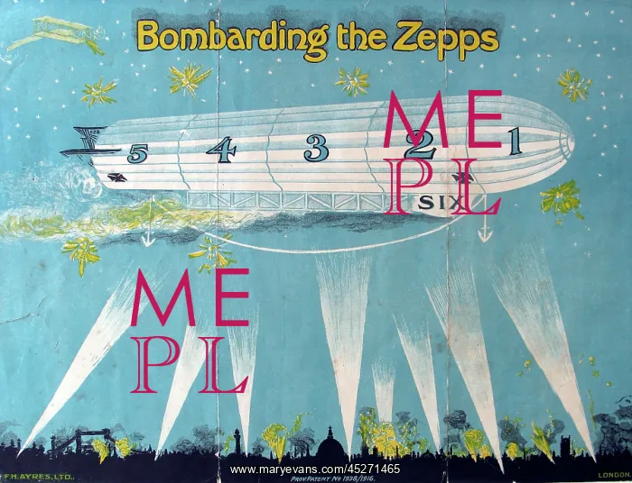 : Bombarding the Zepps - advertising leaflet for this game : Bombarding the Zepps - advertising leaflet for this game
