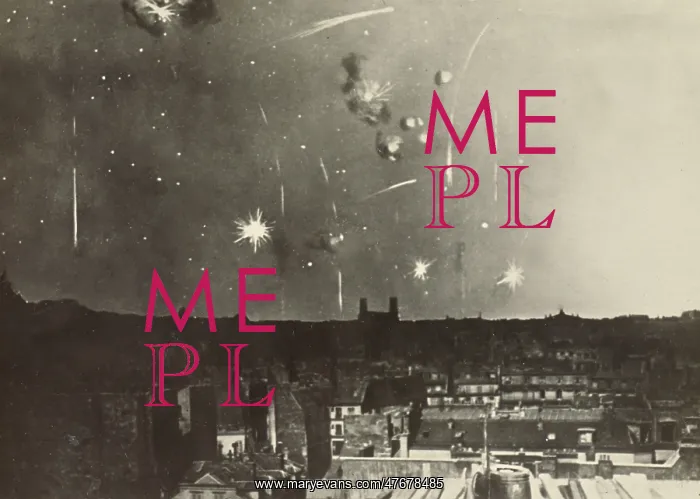 : Bombs Exploding Over Low Buildings, World War 1 : Bombs Exploding Over Low Buildings, World War 1