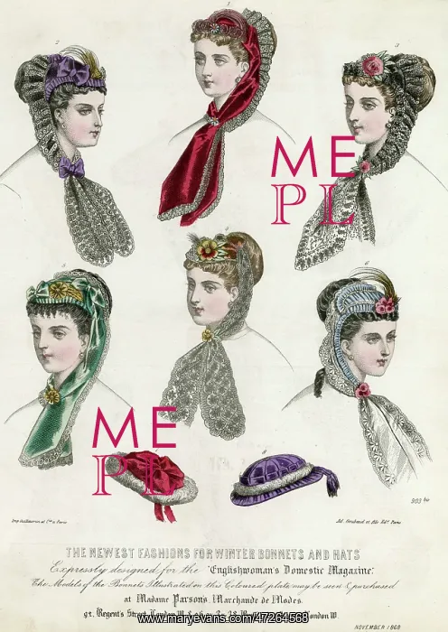  : Bonnets and Hats 1868