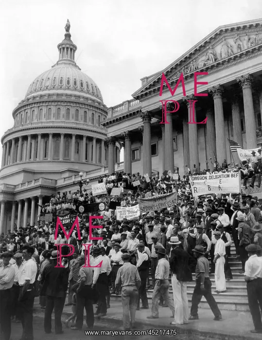 : Bonus Army protests at the Capitol. Demand ? : Bonus Army protests at the Capitol. Demand ?
