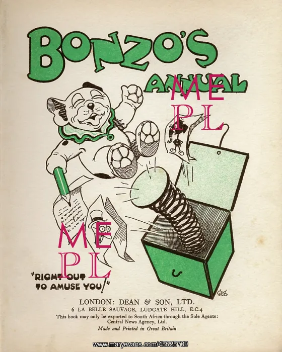 : Bonzo the cartoon dog springing out of a box : Bonzo the cartoon dog springing out of a box