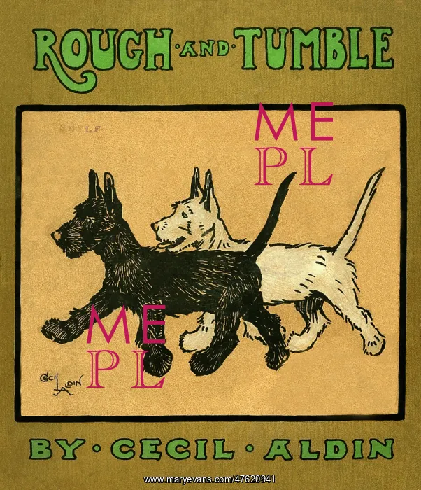 : Book cover design by Cecil Aldin, Rough and Tumble : Book cover design by Cecil Aldin, Rough and Tumble