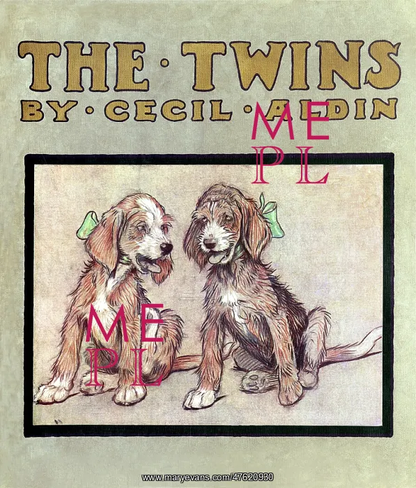 : Book cover design, The Twins by Cecil Aldin : Book cover design, The Twins by Cecil Aldin