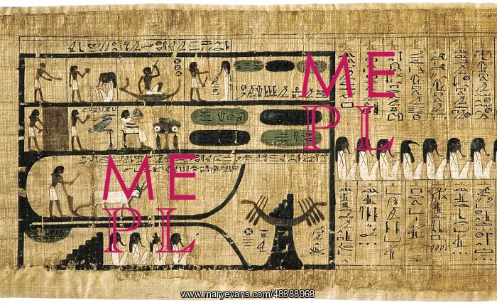 : Book of the Dead on papyrus showing written hieroglyphs : Book of the Dead on papyrus showing written hieroglyphs