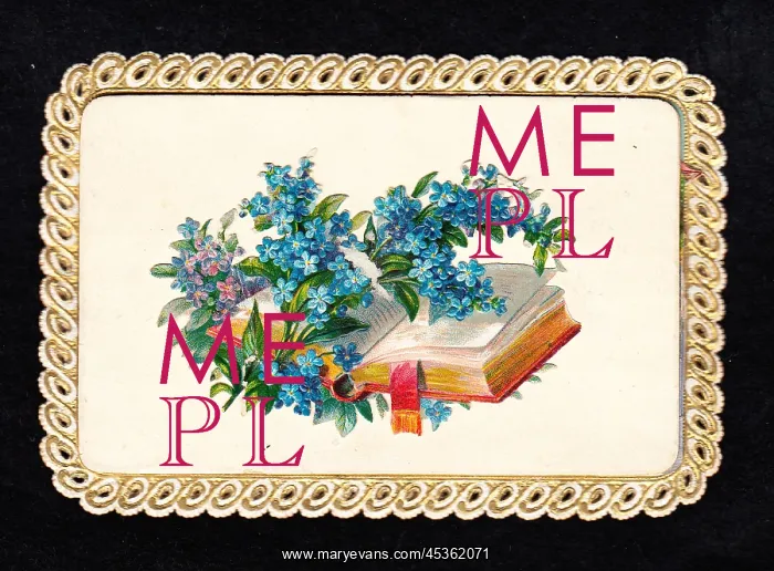  : Book and flowers on a greetings card
