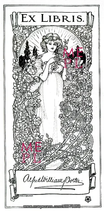 : Book Plate by Charles E Dawson for Alfred William Potter : Book Plate by Charles E Dawson for Alfred William Potter
