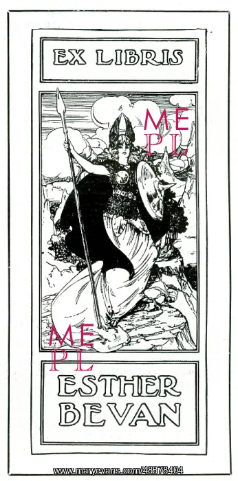 : Book Plate by Charles E Dawson for Esther Bevan : Book Plate by Charles E Dawson for Esther Bevan