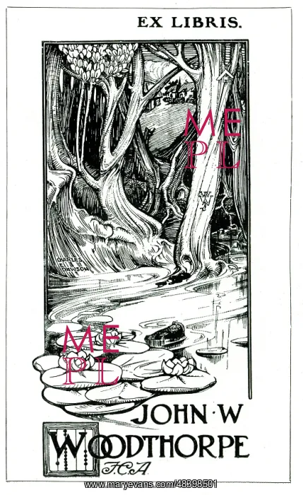 : Book Plate by Charles E Dawson for John W Woodthorpe : Book Plate by Charles E Dawson for John W Woodthorpe