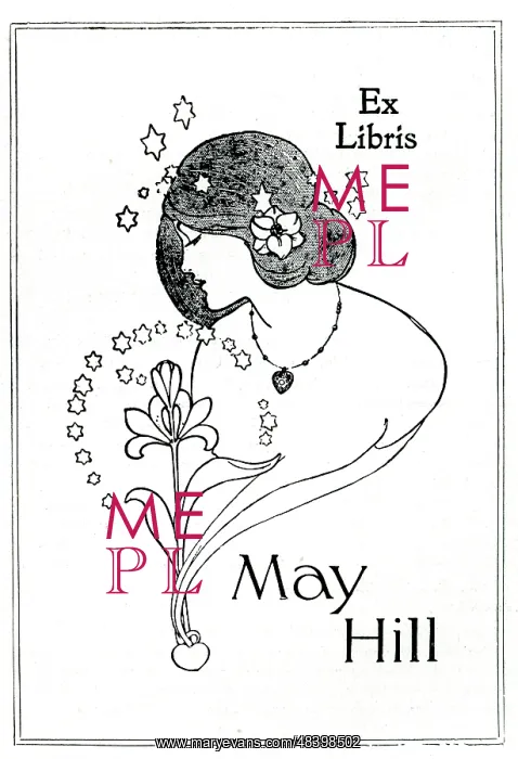 : Book Plate by Charles E Dawson for May Hill : Book Plate by Charles E Dawson for May Hill