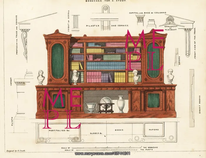 : Bookcase for a study, Regency style : Bookcase for a study, Regency style
