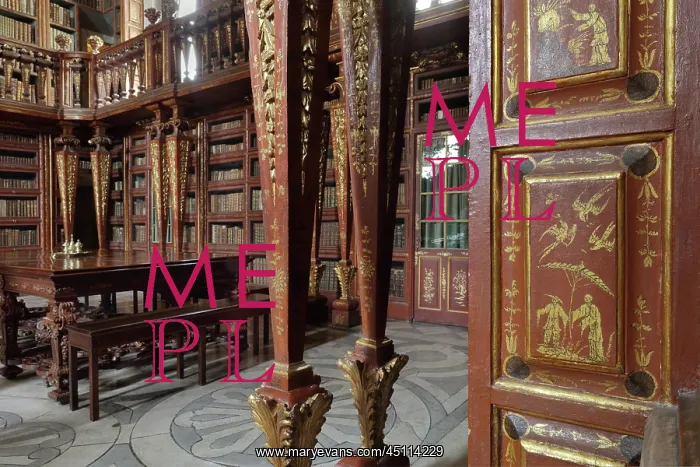 : Bookcases, Red Room, Biblioteca Joanina, Coimbra, Portugal : Bookcases, Red Room, Biblioteca Joanina, Coimbra, Portugal