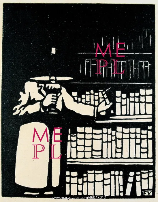 : Booklover with lamp in his library : Booklover with lamp in his library