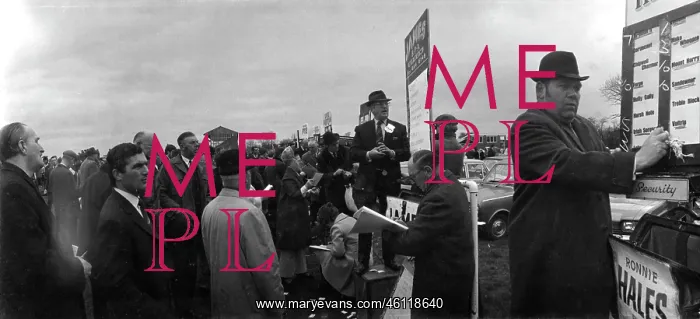 : Bookmakers and punters at a horseracing event : Bookmakers and punters at a horseracing event