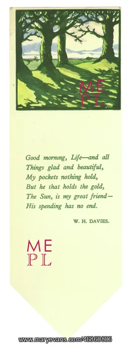 : Bookmark with design and poem : Bookmark with design and poem