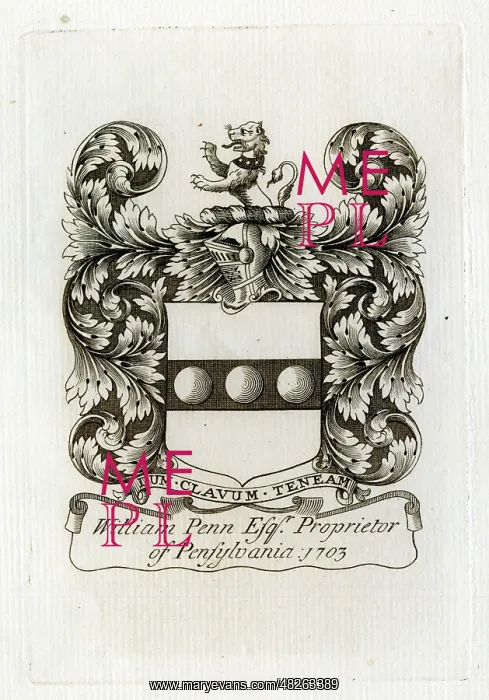 : Bookplate of William Penn : Bookplate of William Penn