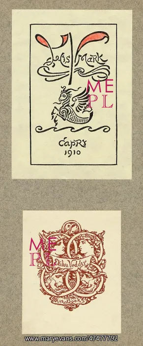 : Two bookplates owned by artist Elihu Vedder : Two bookplates owned by artist Elihu Vedder