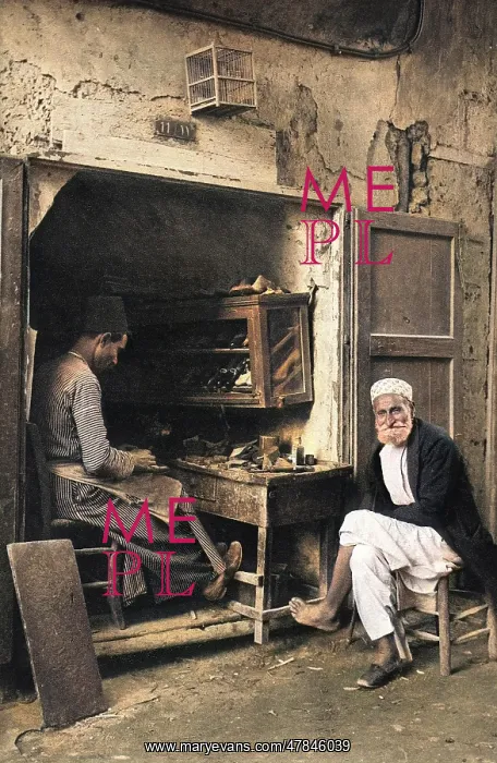 : Bootmaker at work, Jaffa, Western Israel : Bootmaker at work, Jaffa, Western Israel