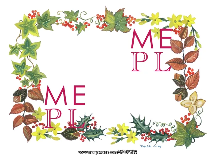 : Border design of autumn leaves and berries : Border design of autumn leaves and berries