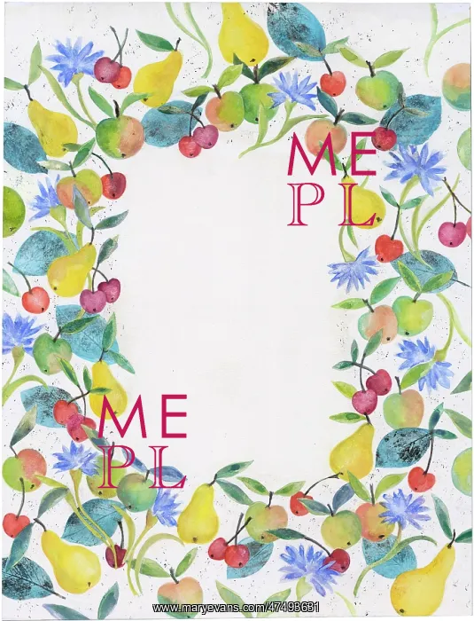  : Border design with cornflowers and fruit