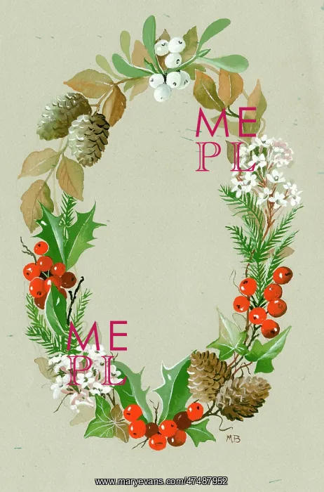  : Border design of holly, larch cones, ivy, mistletoe etc