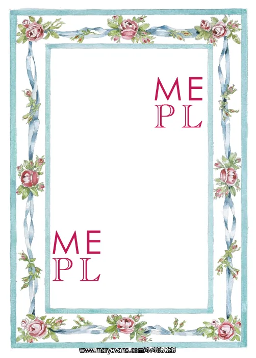 : Border design with Roses and Ribbons : Border design with Roses and Ribbons