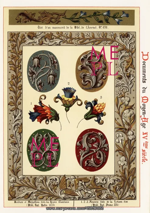 : Border, medallions and fleurons from illuminated : Border, medallions and fleurons from illuminated