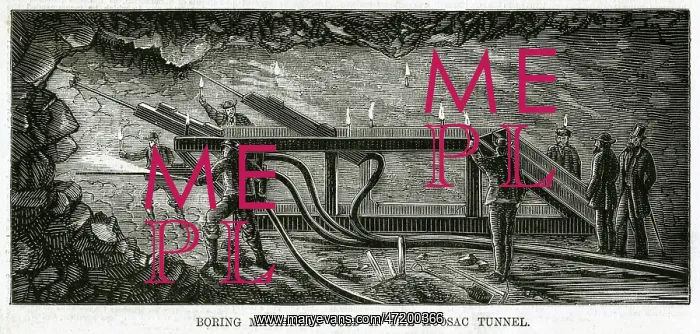 : Boring machine used in the Hoosac tunnel 1869 : Boring machine used in the Hoosac tunnel 1869