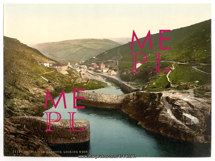 : Boscastle, harbor looking west, Cornwall, England : Boscastle, harbor looking west, Cornwall, England