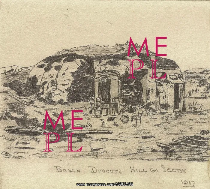 : Bosch Dugouts, by William Hugh Duncan Arthur, WW1 : Bosch Dugouts, by William Hugh Duncan Arthur, WW1