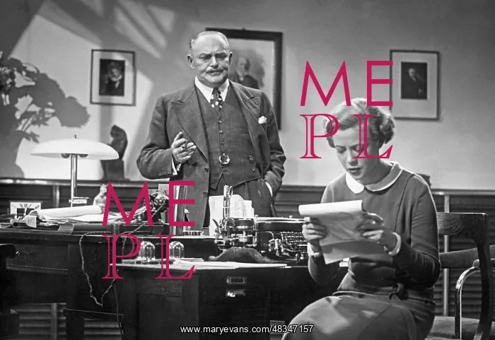 : Boss and secretary in the office, 1932 : Boss and secretary in the office, 1932
